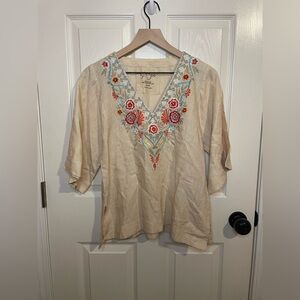 Kyla Seo Karyn Caite Linen Top Boho Revival Size Small
